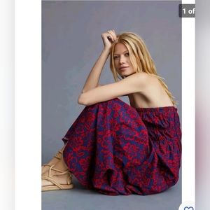 Anthropologie Sundry Aloha Floral Strapless Maxi Dress Size M